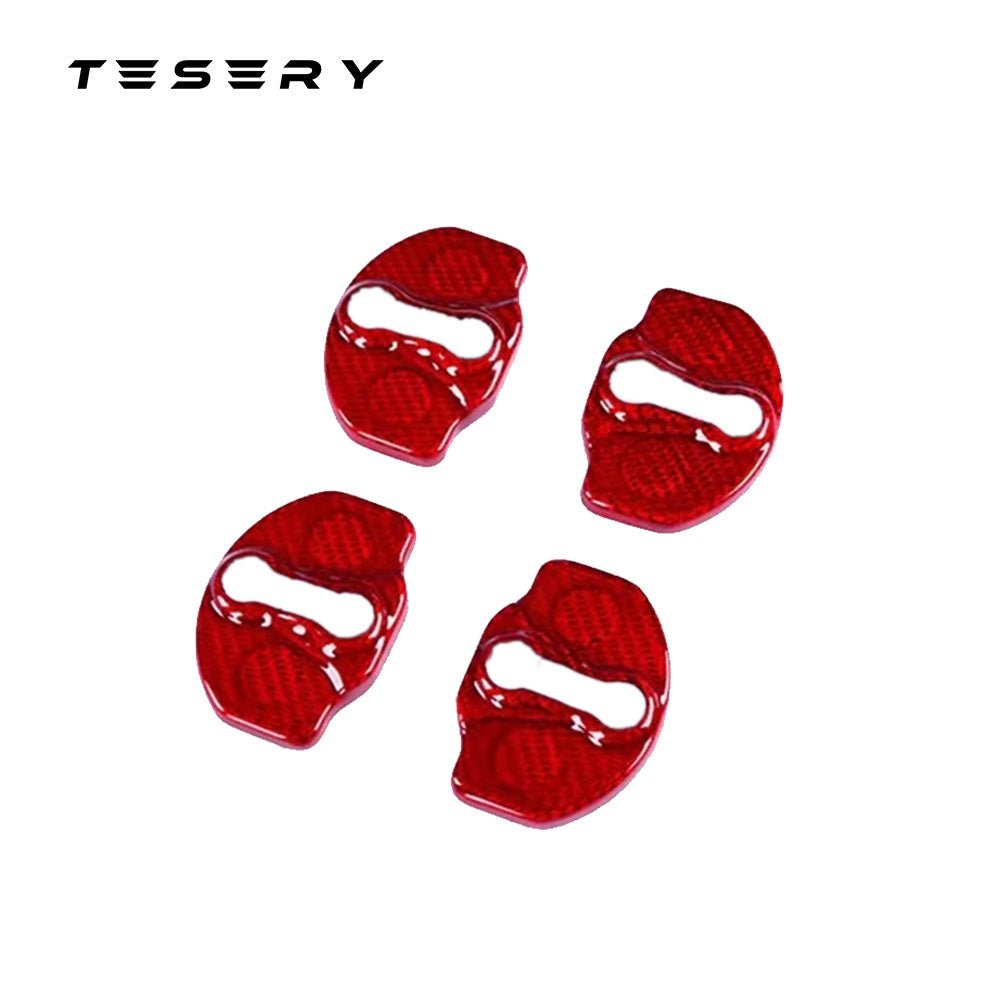 Real Dry Carbon Fiber Door Lock Cover for Tesla Model 3 & Model Y & Model YL