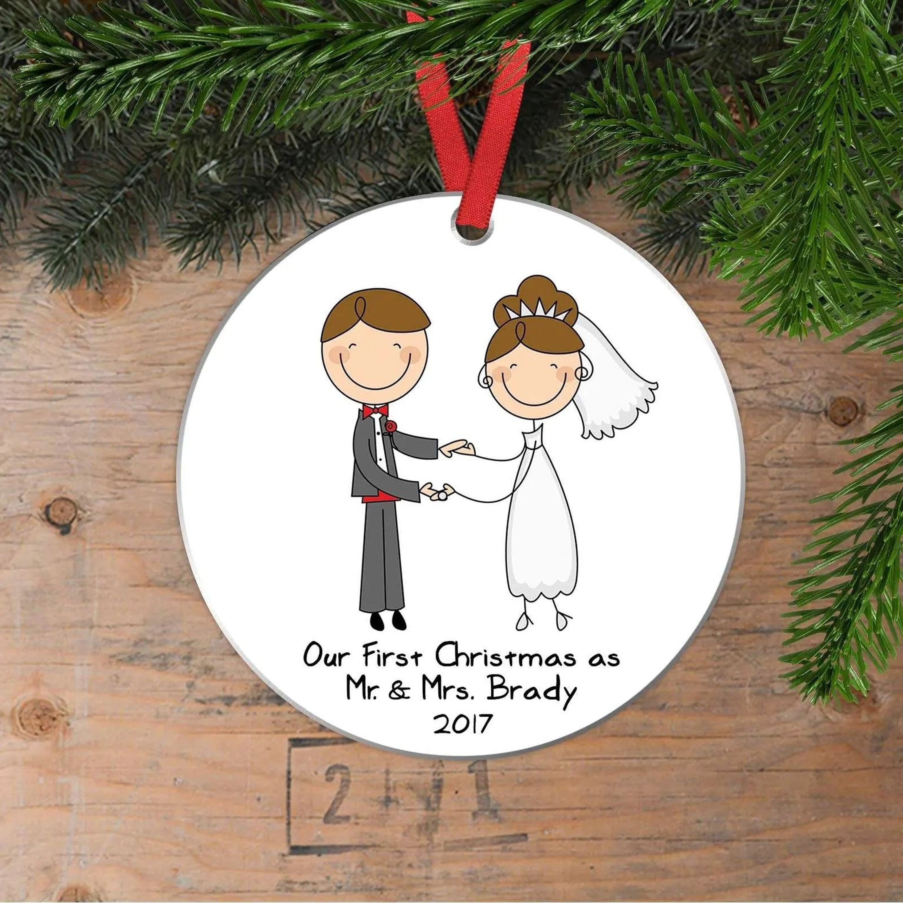 Personalized Wedding Ornament - Custom Wedding Keepsake | Newlywed Christmas Gift