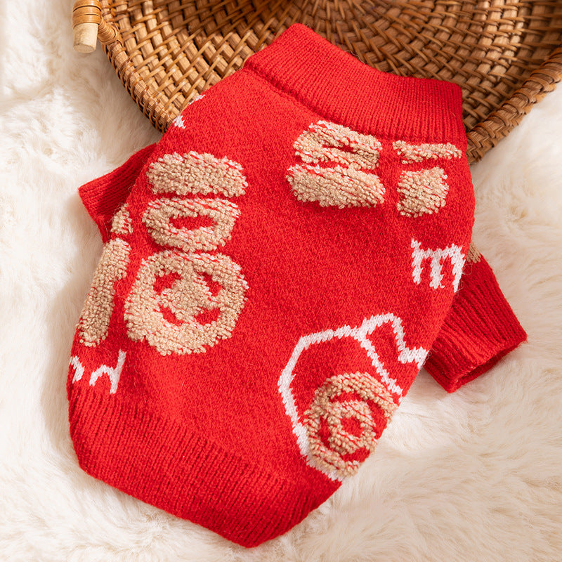Cats Keep Warm In Autumn And Winter, Full Of Good Fortune And Happiness. New Year's Two-legged Sweater, Festive New Year.