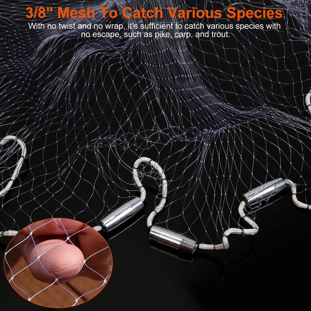 8ft Radius Fishing Cast Net Bait Trap Easy Throw Heavy Duty Hand Cast Net with Chain Sinker Bottom Spread
