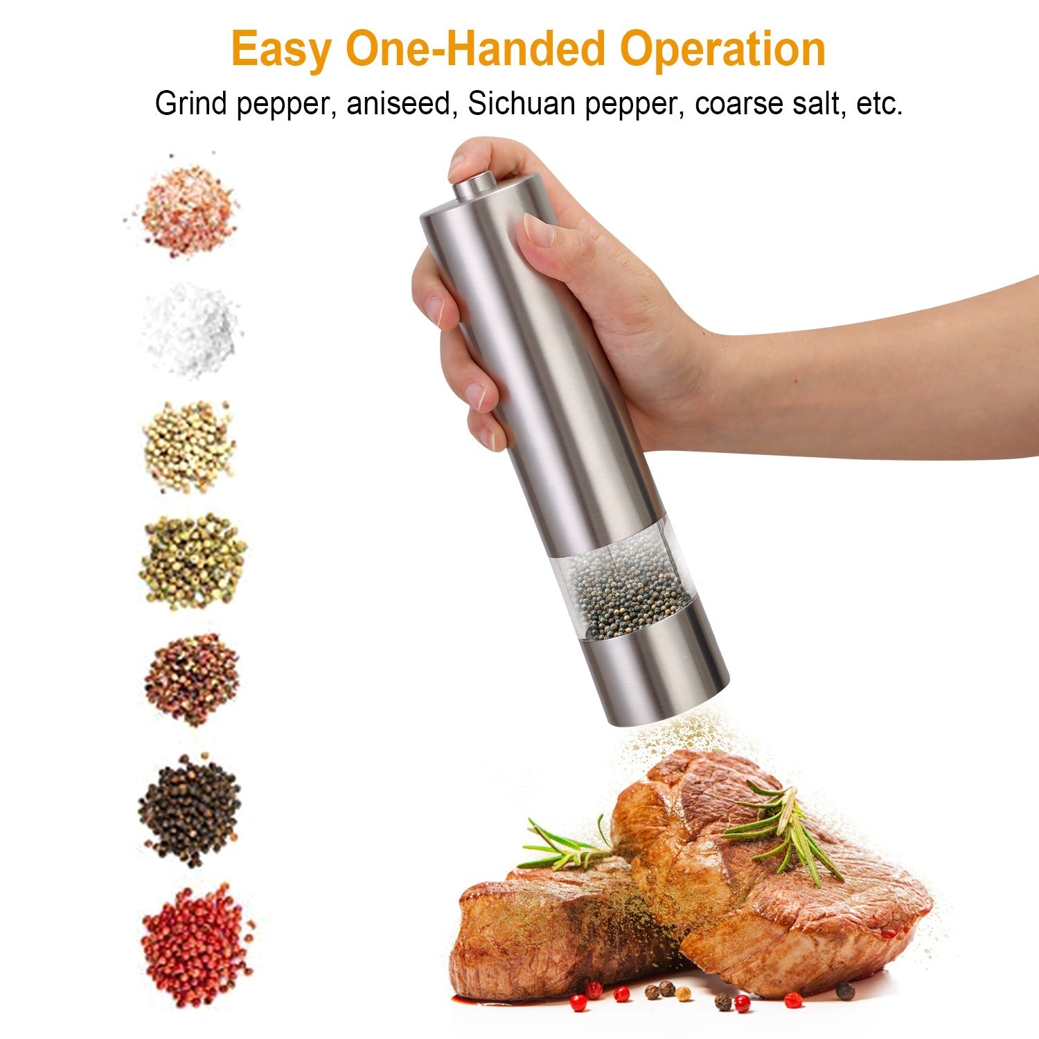 Electric Salt & Pepper Grinder with Light