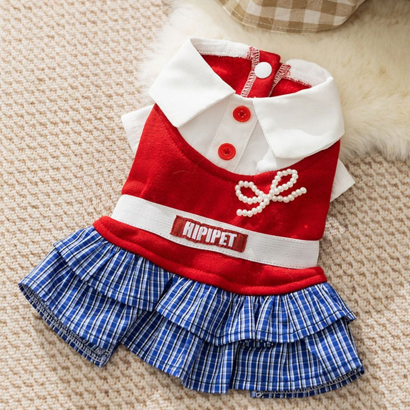 Formal Pet Dress With School Style Ruffles For Dogs And Cats