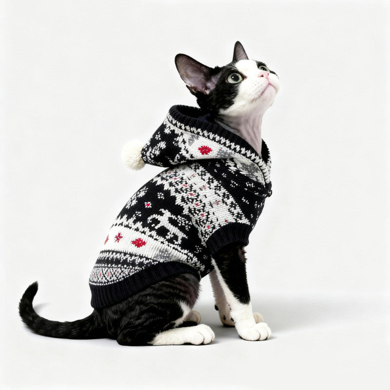 Christmas Sweater For Warm AutumnWinter Apparel For Devon Siamese And Abyssinian Hairless Cats