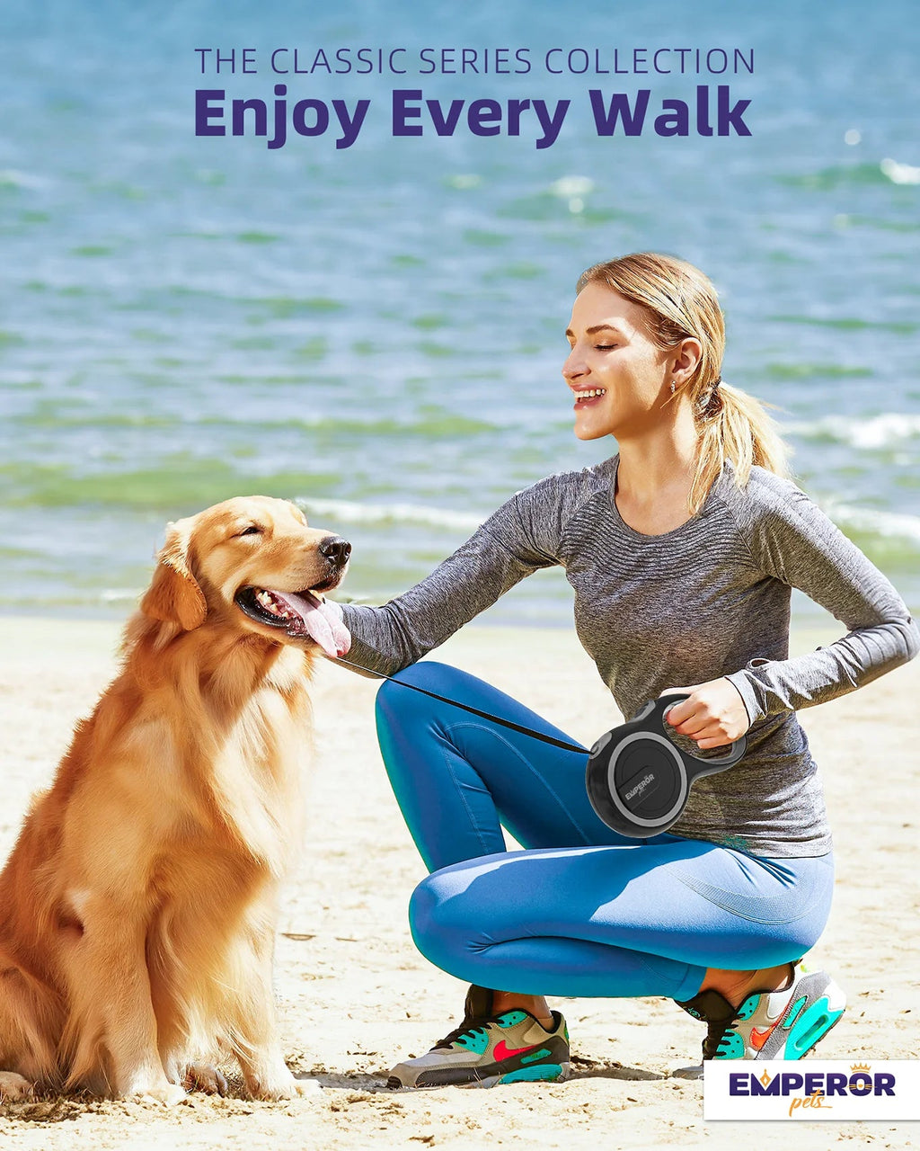 16ft Heavy-Duty Retractable Dog Leash (up to 110lbs)