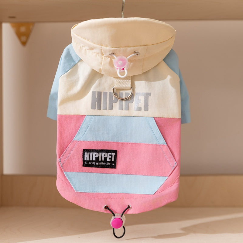 Pet Hoodie And Belt Loop - Fashionable Color Block Dog Sweatshirt For Small And Medium-sized Dogs