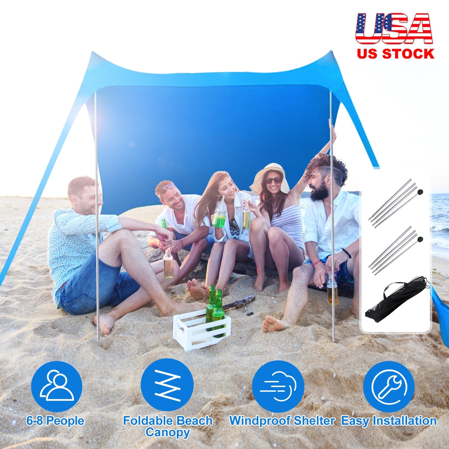 GBruno 9.8x9.8FT Foldable Beach Canopy Tent