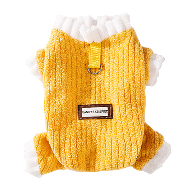 Simple Fabric Label Four-legged Fleece For Autumn And Winter Cats, Warm And Thick Teddy Dog Pet Clothes For Hairless Cats
