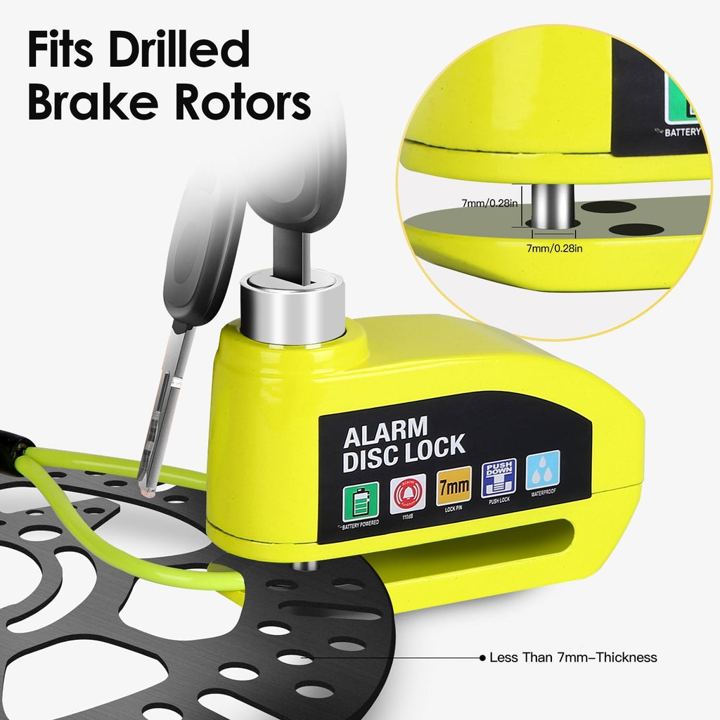 Motorcycle Disc Lock Alarm – Anti-Theft with 110dB Siren & Reminder Cable