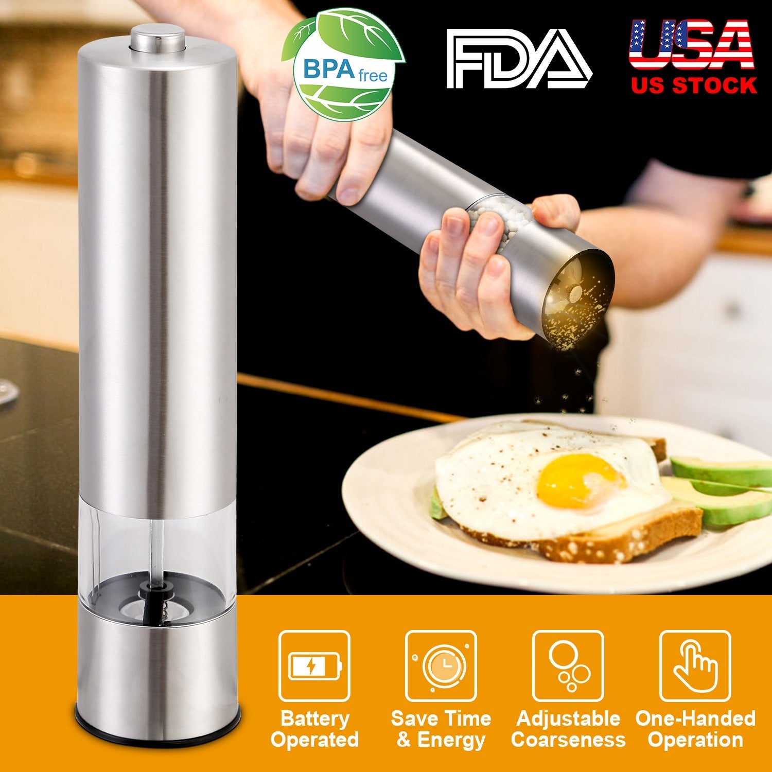 Electric Salt & Pepper Grinder with Light