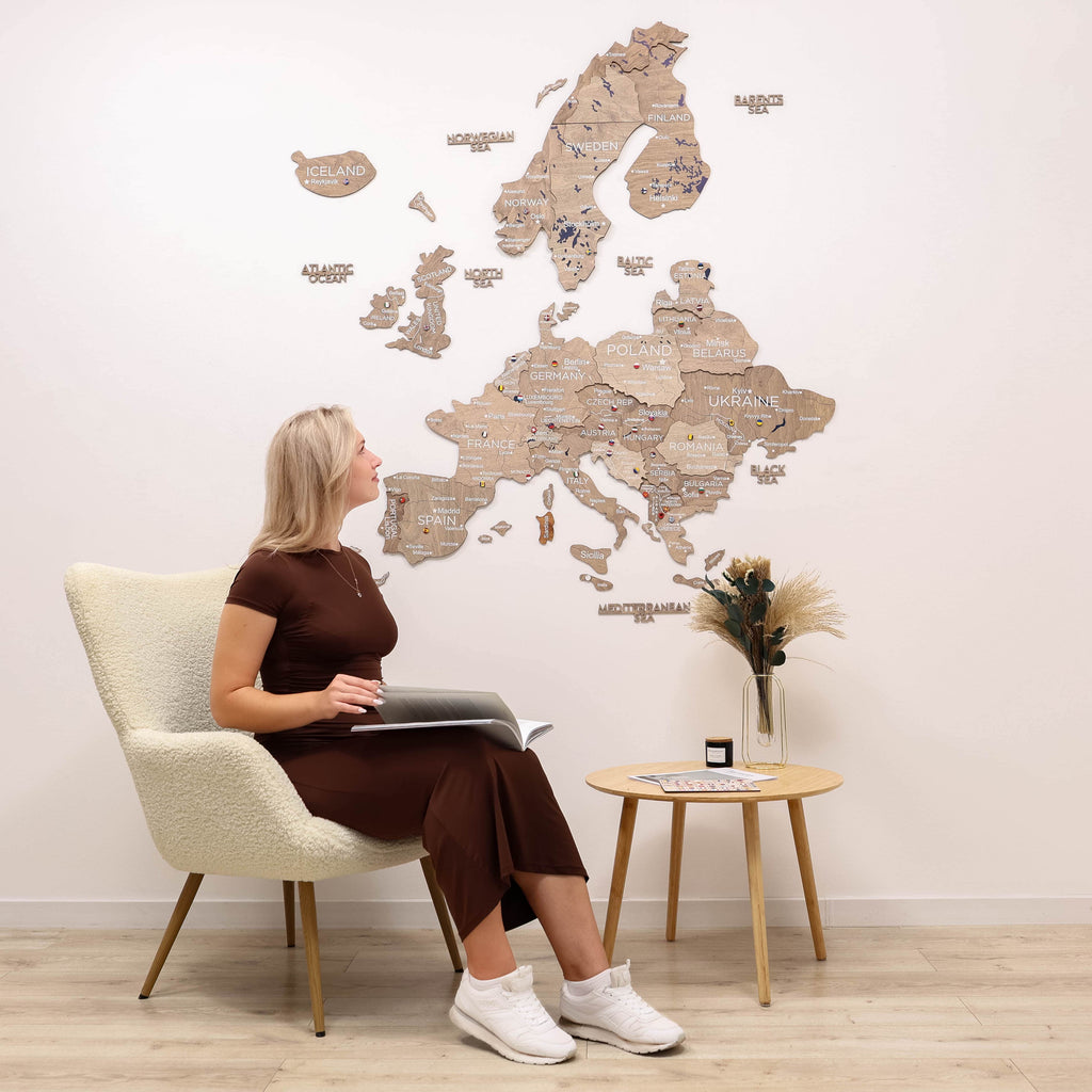 3D Europe Wooden Map Terra