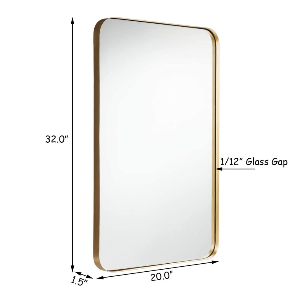 32 Inch x 20 Inch Metal Frame Wall-Mounted Rectangle Mirror