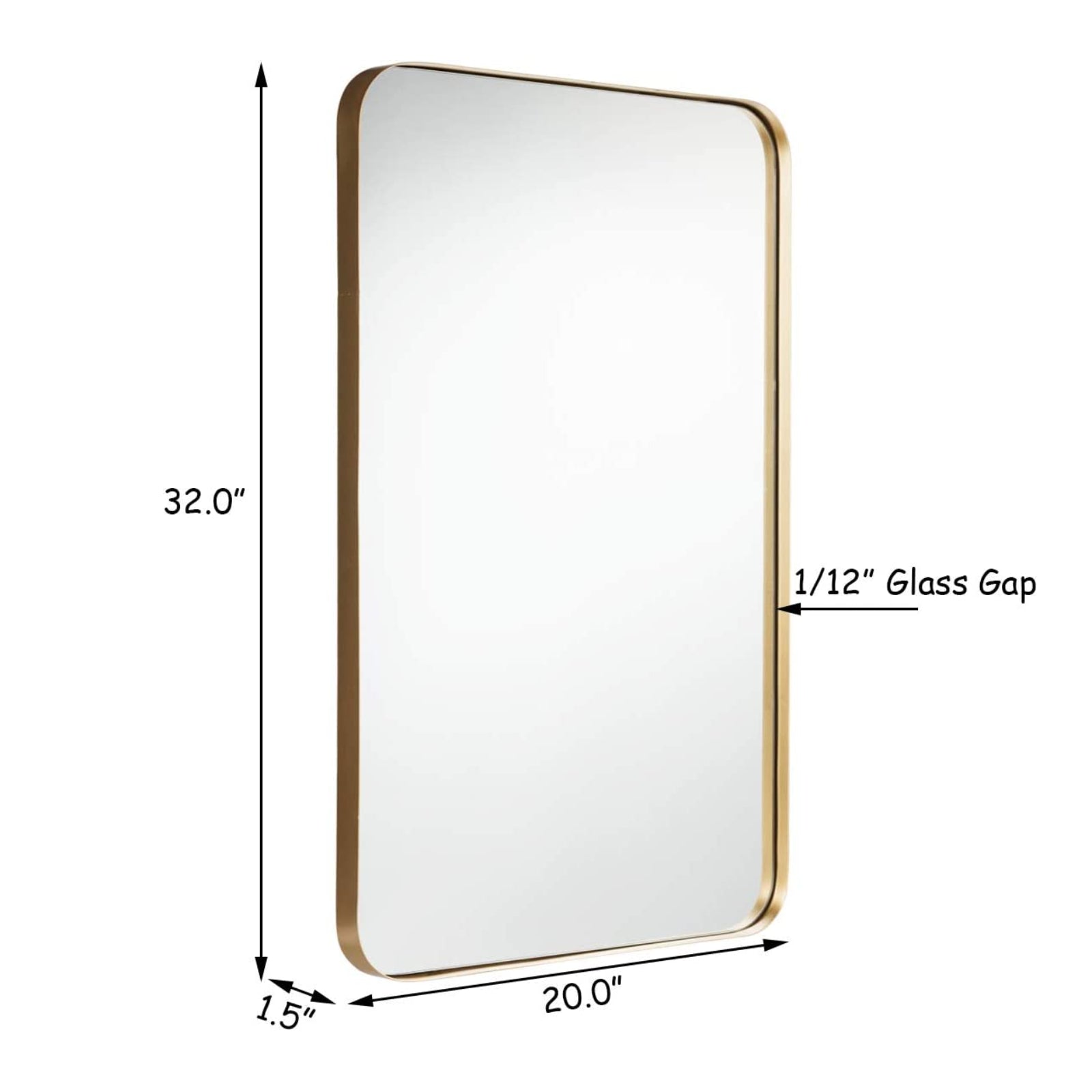 32 Inch x 20 Inch Metal Frame Wall-Mounted Rectangle Mirror