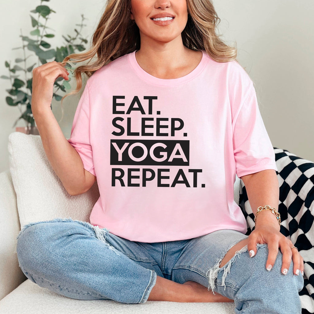Yoga Graphic Tees Women | Eat Sleep Yoga Repeat Tee