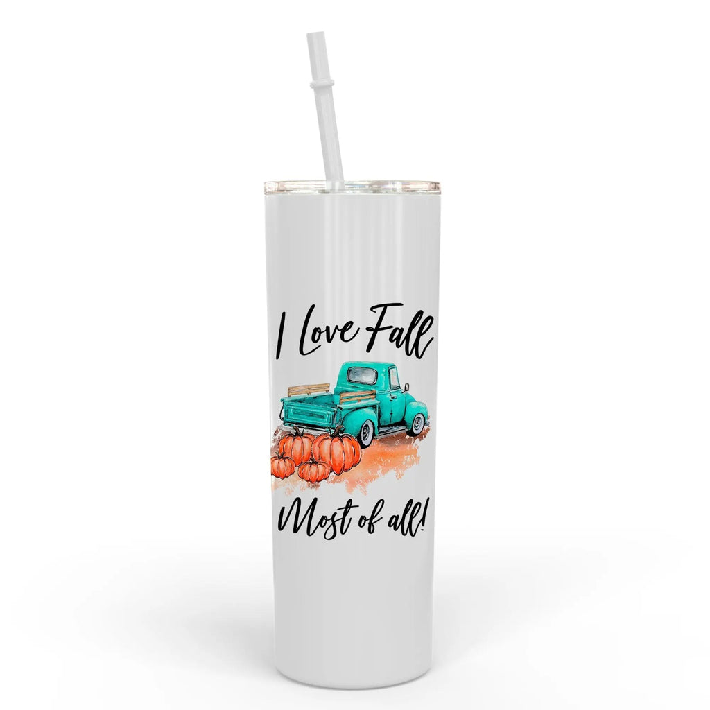 Fall Tumbler, tumbler with straw, Fall Gifts, Pumpkin Skinny Tumbler, Fall Steel Tumbler, Travel Mug
