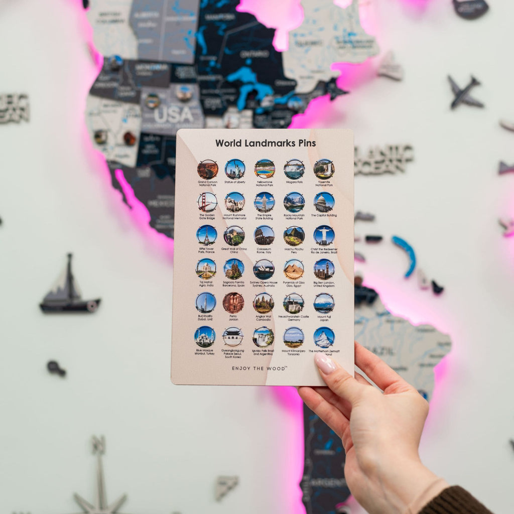 Wooden World Landmarks Pins