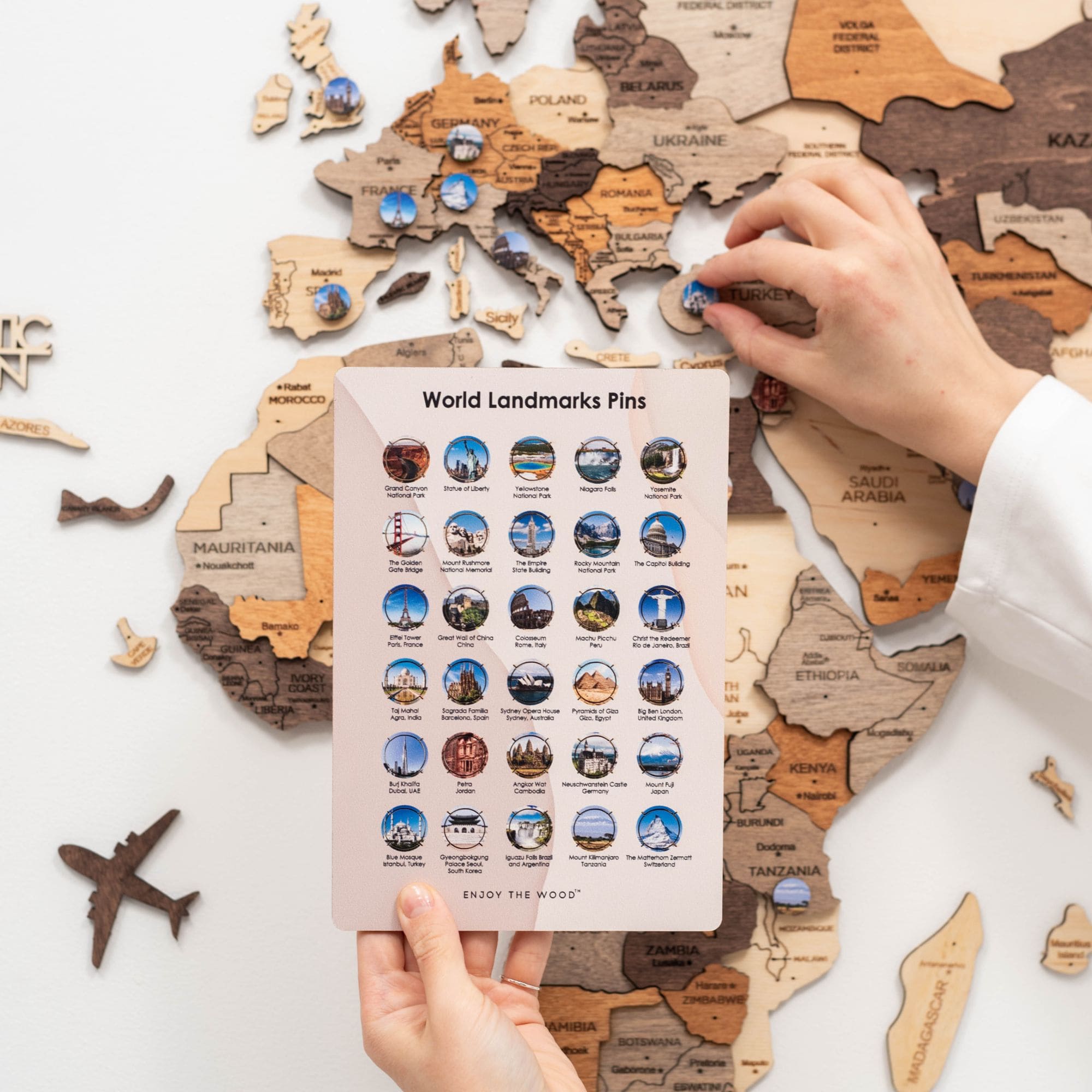 Wooden World Landmarks Pins