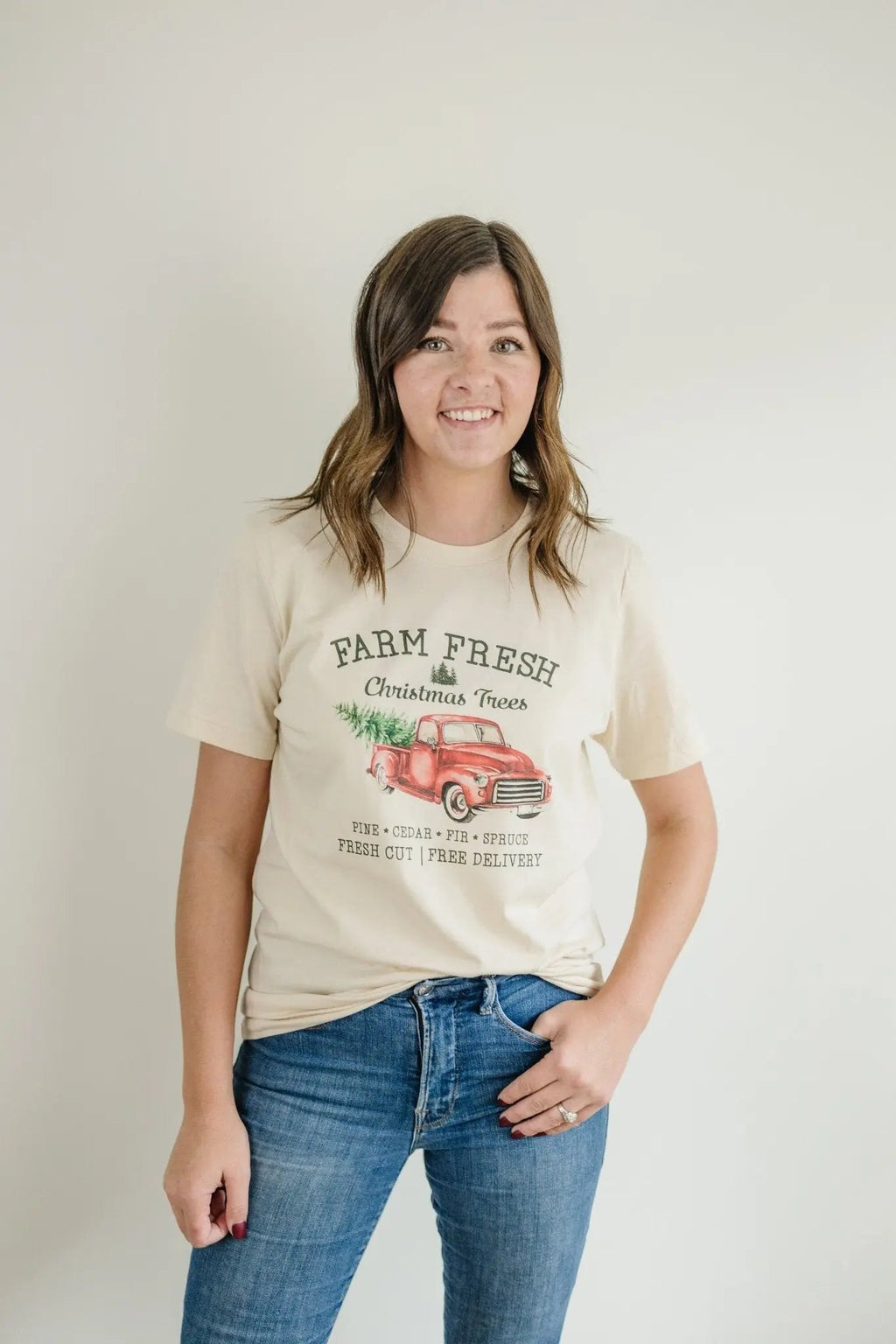 Farm Fresh Christmas Trees Tshirt, Christmas shirt, Vintage Design Red Pickup Truck christmas shirts