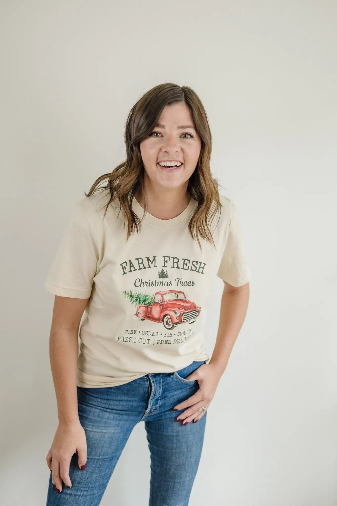 Farm Fresh Christmas Trees Tshirt, Christmas shirt, Vintage Design Red Pickup Truck christmas shirts