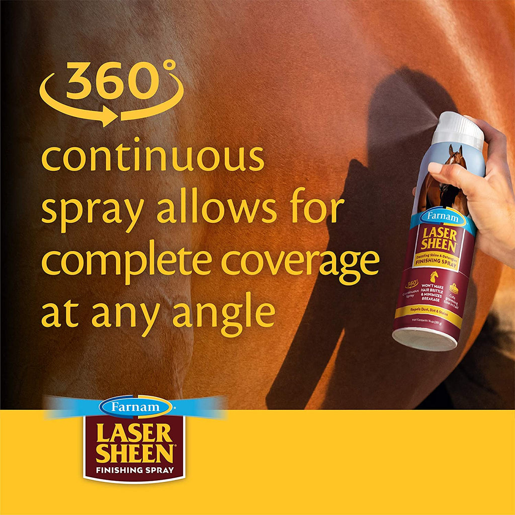 Farnam Laser Sheen Finishing Spray 14 oz. Non-Aerosol Shine & Detangler for Horses