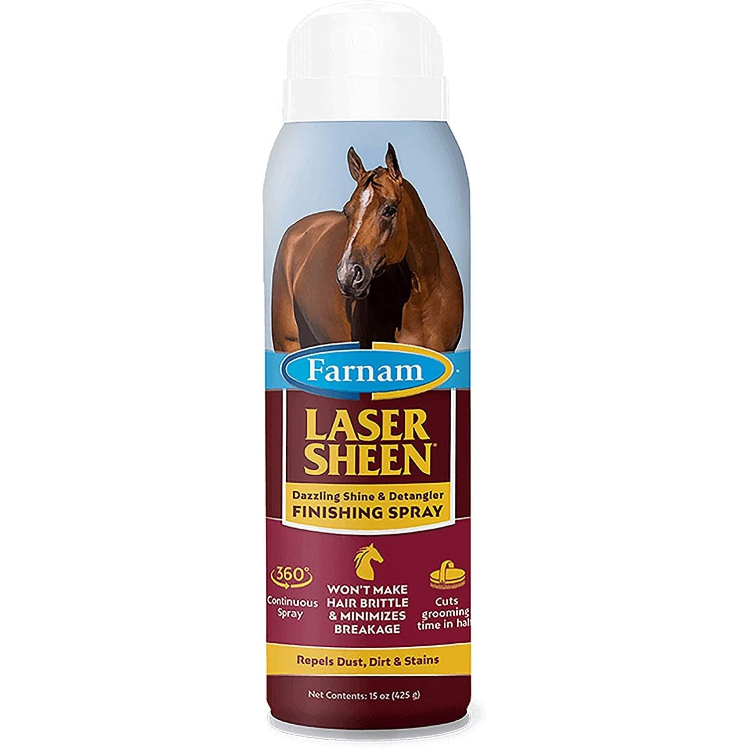 Farnam Laser Sheen Finishing Spray 14 oz. Non-Aerosol Shine & Detangler for Horses