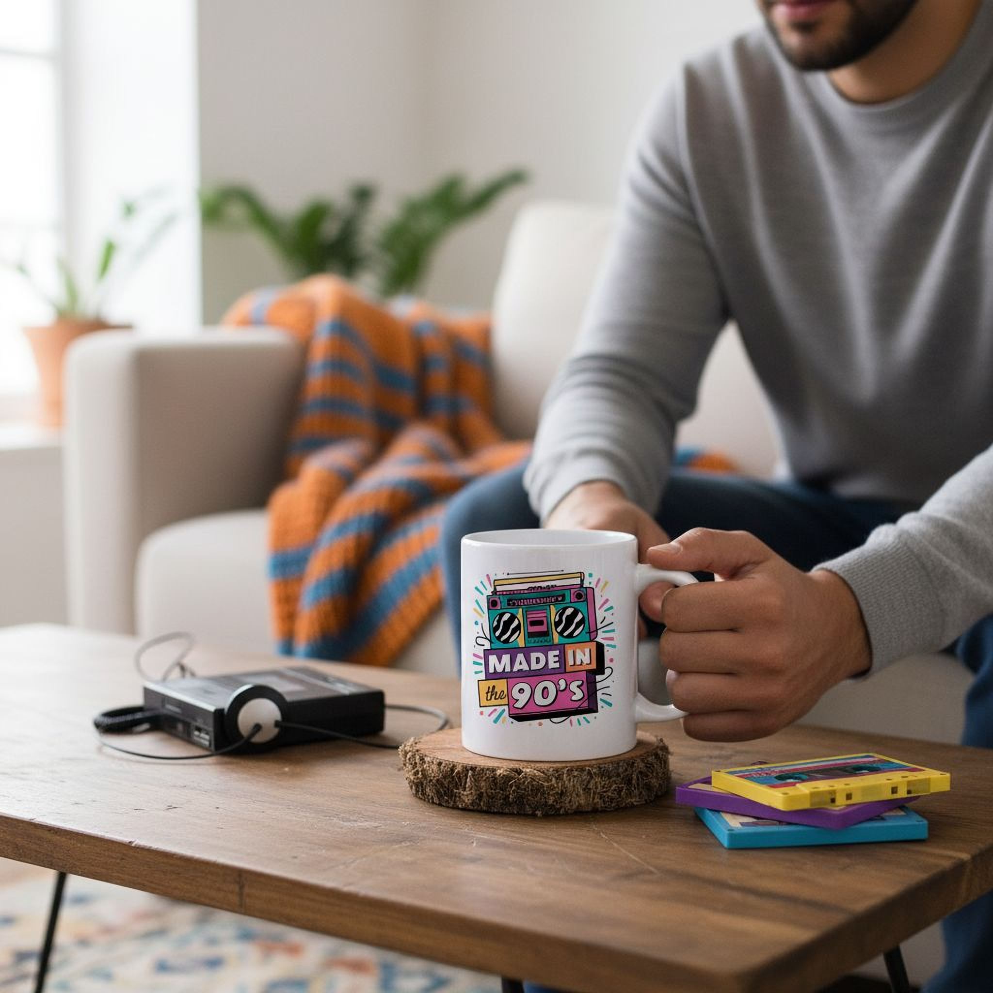 90s Nostalgia Mug – Retro Coffee Cup | Vintage Ceramic Hot Beverage Cup, Dishwasher Safe