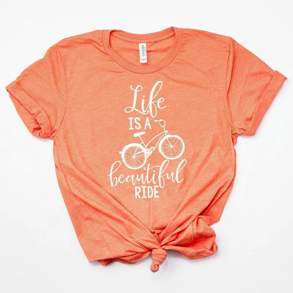 Bicycle Tshirt - Life is Beautiful Ride Quote - Graphic Tee Bicycle Gift