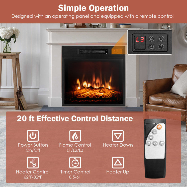 18/23 Inch Electric Fireplace Inserted with Adjustable LED Flame-23 inches