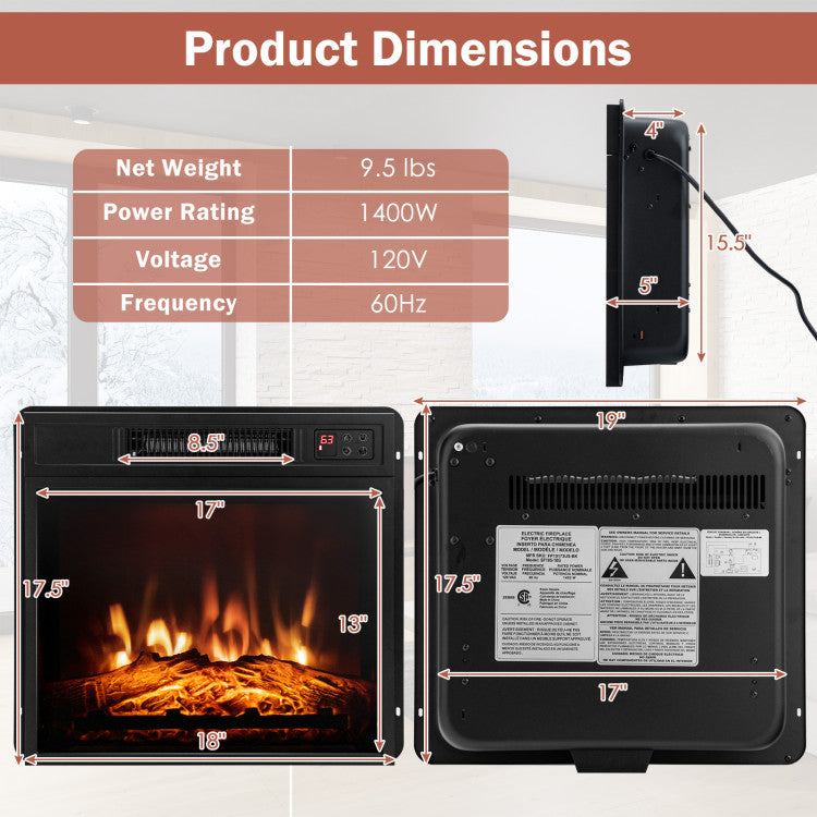 18/23 Inch Electric Fireplace Inserted with Adjustable LED Flame-23 inches