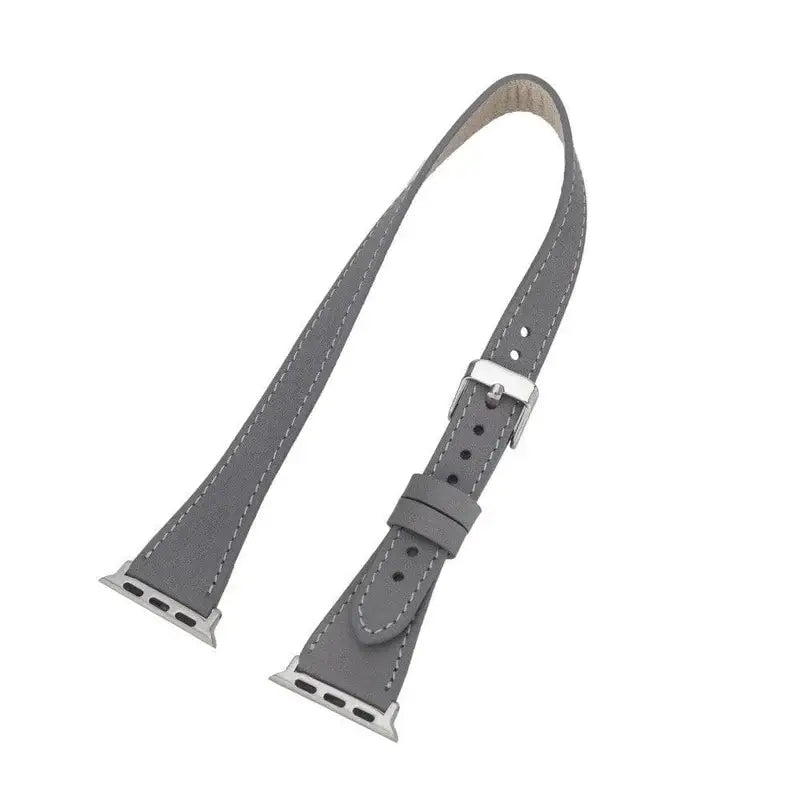 Luxury Double Wrap Grey Leather Apple Watch Band - San Diego