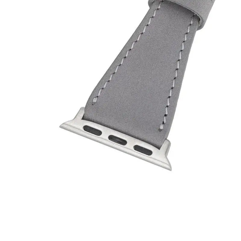 Luxury Double Wrap Grey Leather Apple Watch Band - San Diego
