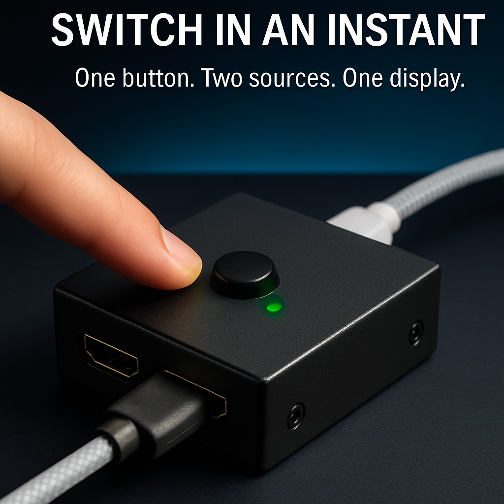 Bi-directional HDMI Switcher - 2-in/1-out or 1-in/2-out