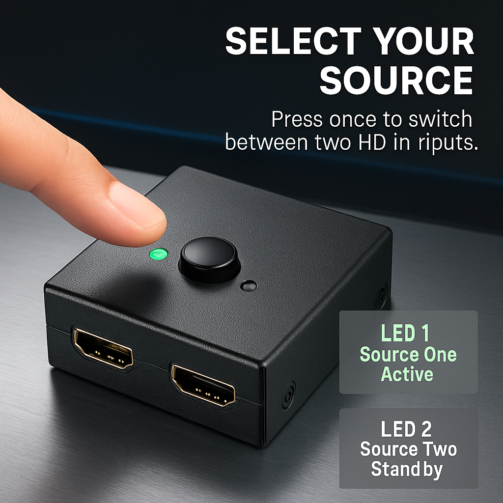 Bi-directional HDMI Switcher - 2-in/1-out or 1-in/2-out