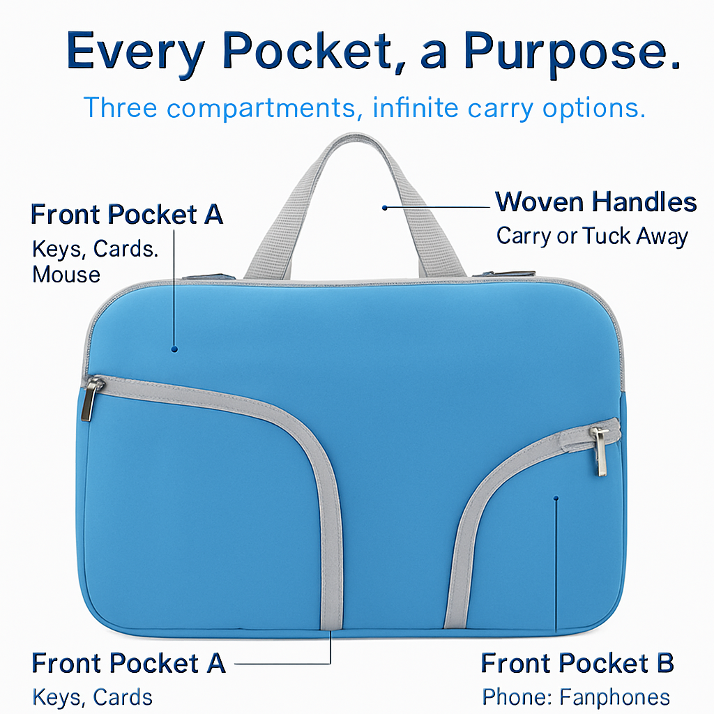 Laptop Sleeve Bag: Slim, Durable Neoprene with Pockets