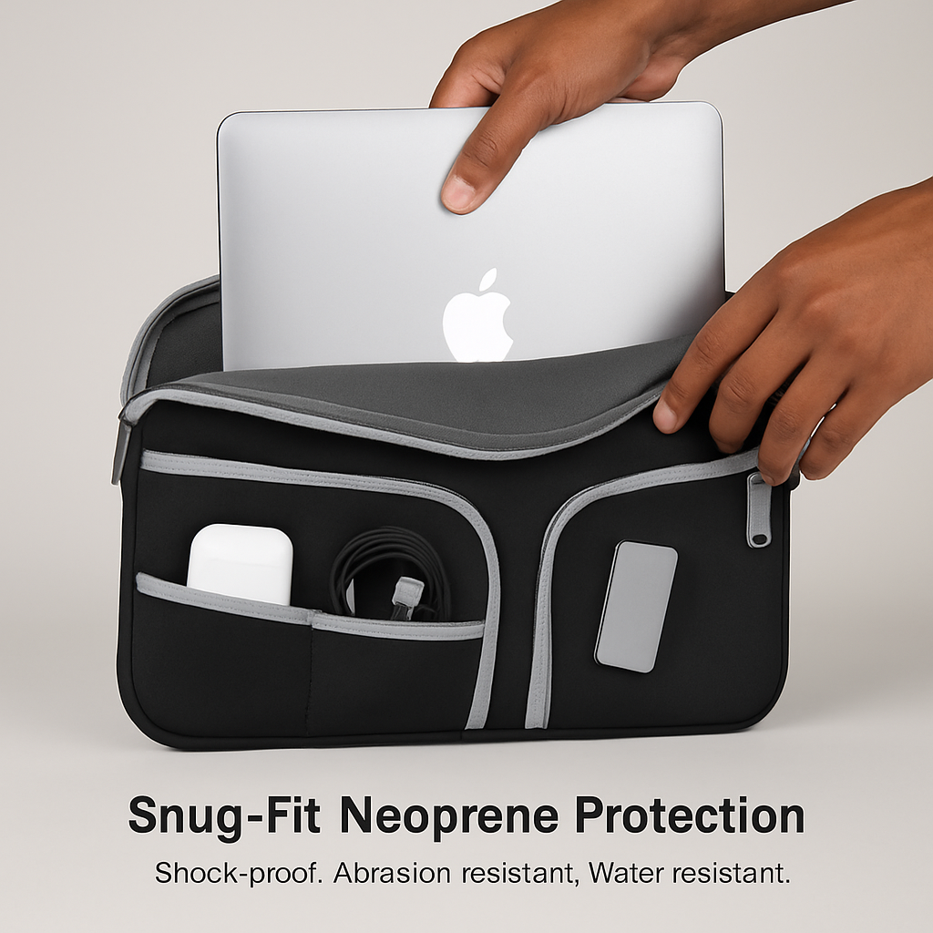Laptop Sleeve Bag: Slim, Durable Neoprene with Pockets