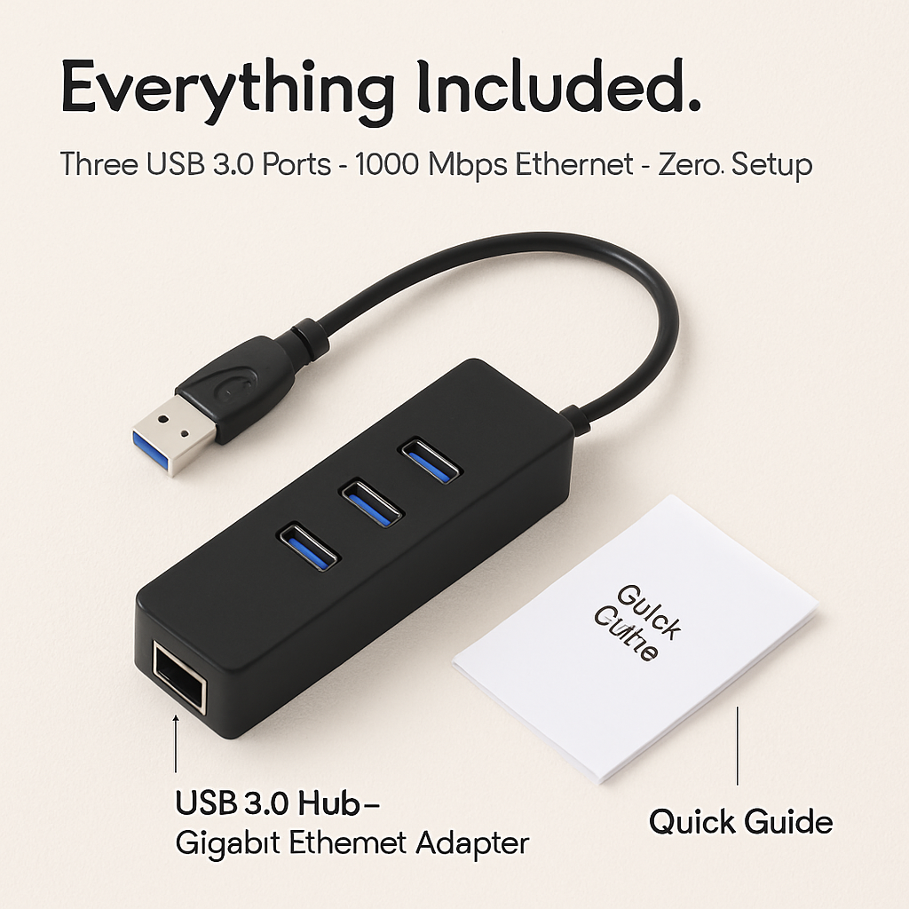 3-Port USB 3.0 Hub for Portable Connectivity