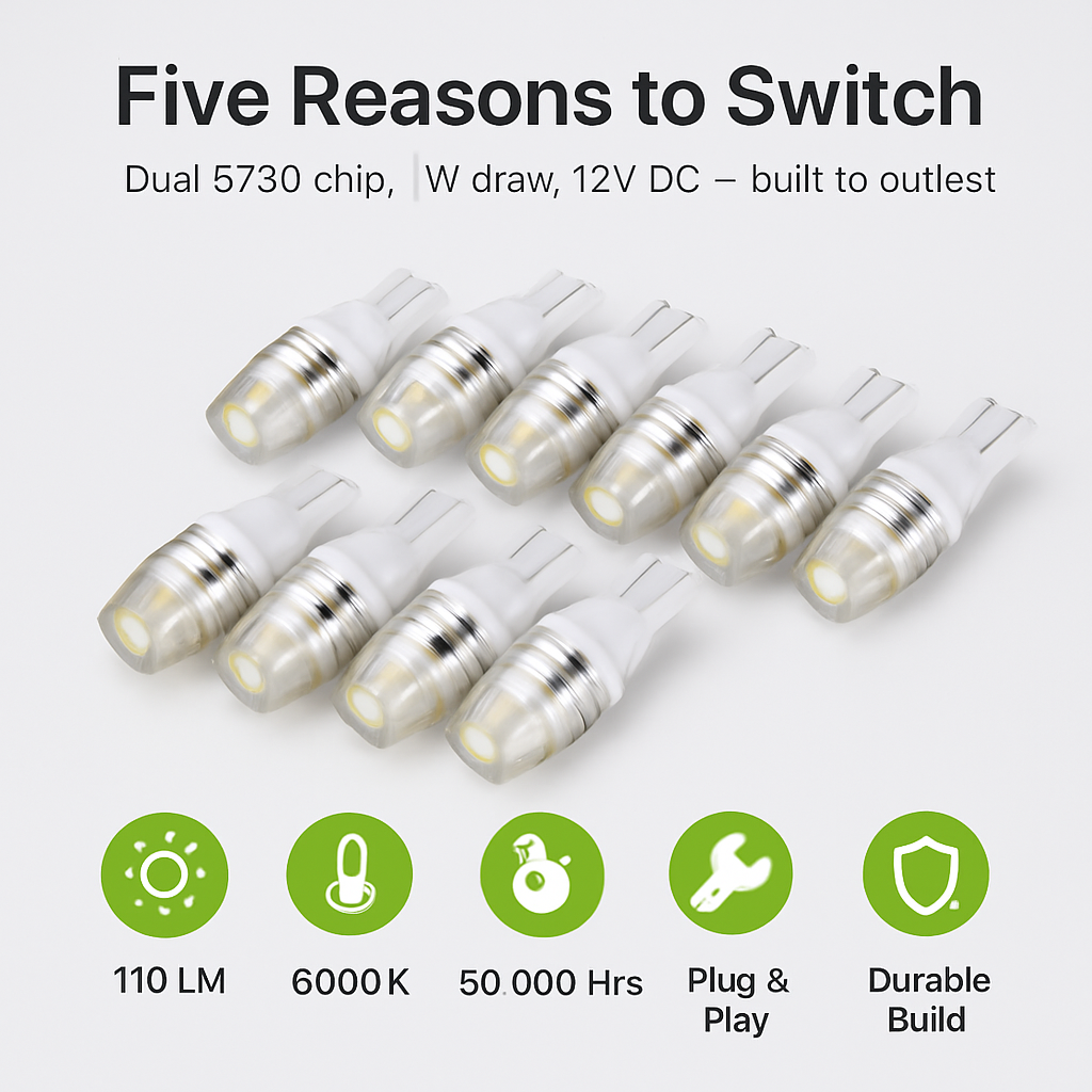 T10 LED Bulbs for License Plate and Interior Lighting