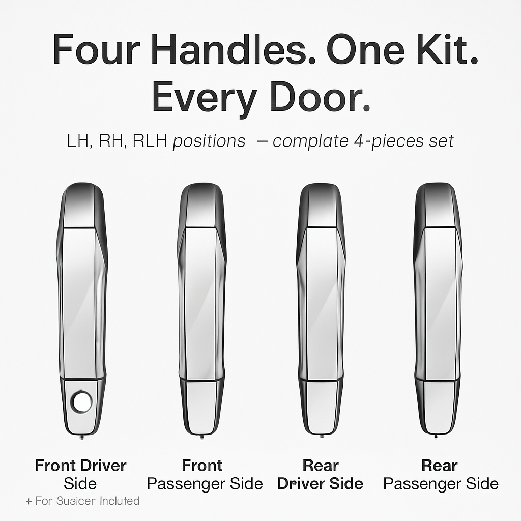 Exterior Door Handle Kit for Trucks - Chrome Finish