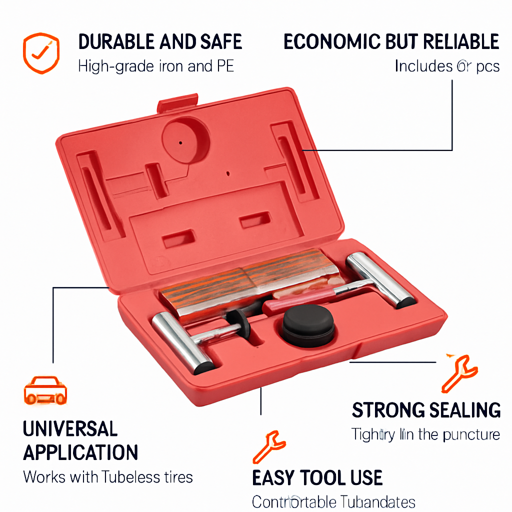 Tire Repair Kit for Tubeless Tires - Universal 57-Pc Set