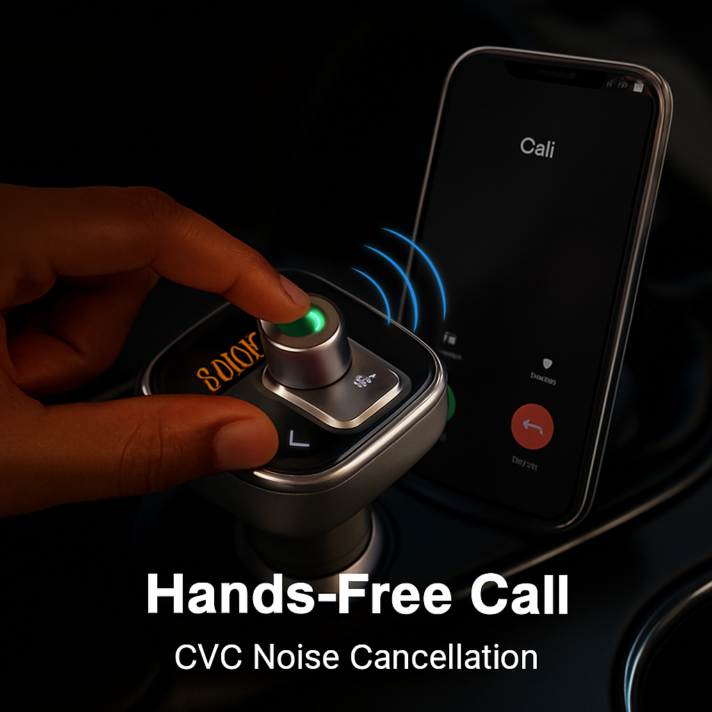 Car Wireless FM Transmitter for In-Car Audio USB Charging