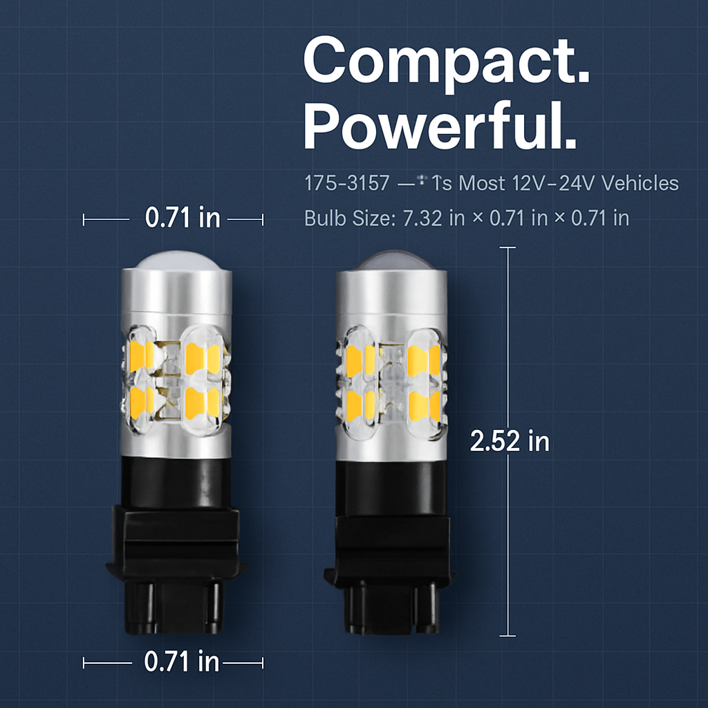 T25 3157 LED Bulbs for 12-24V Turn Signals