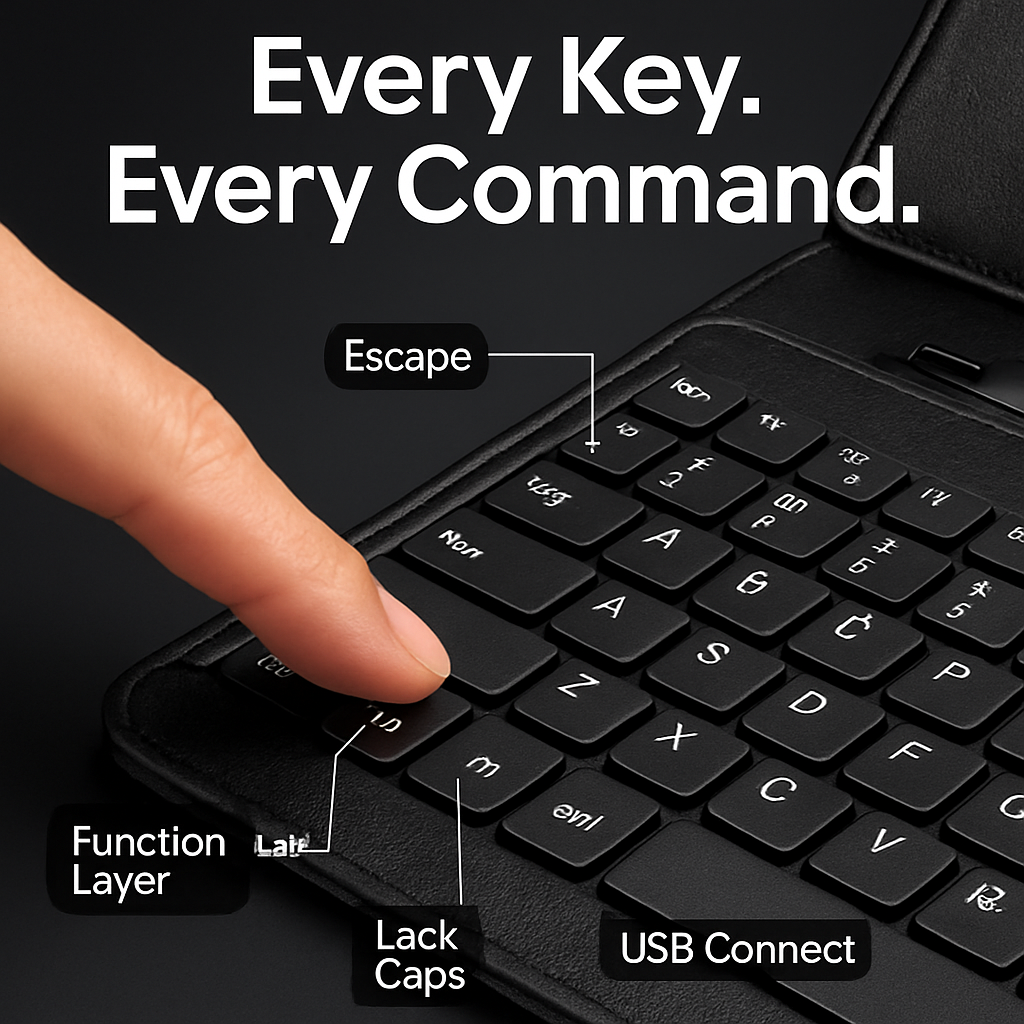 Tablet Case with Keyboard - Slim Protective Cover