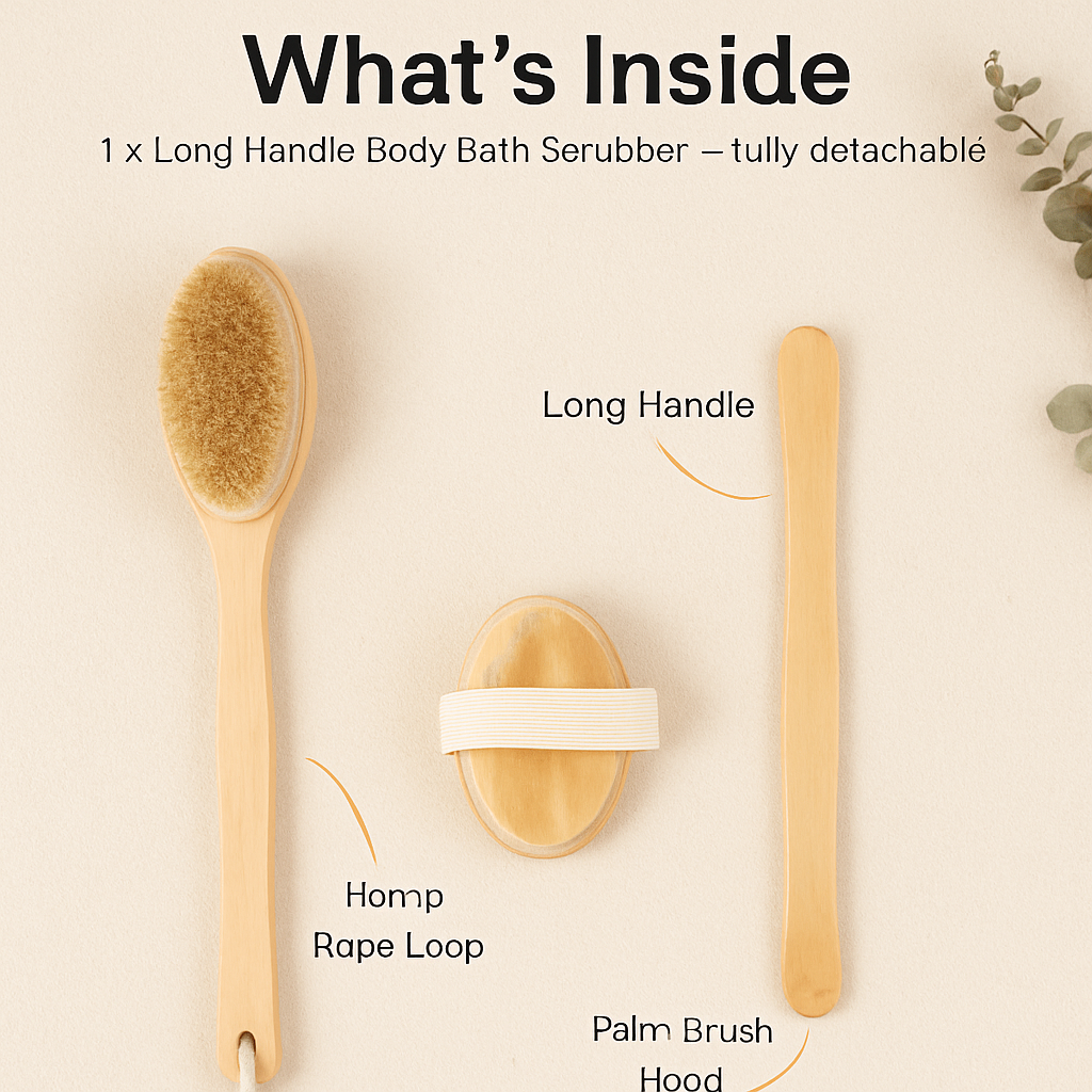 Bath Brush with Long Handle and Detachable Scrubber