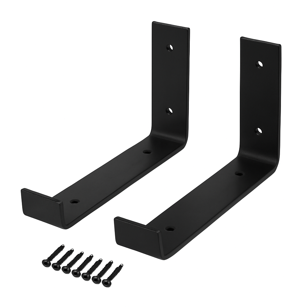 Wall Mounted Shelf Bracket Set - Strong Black Brackets