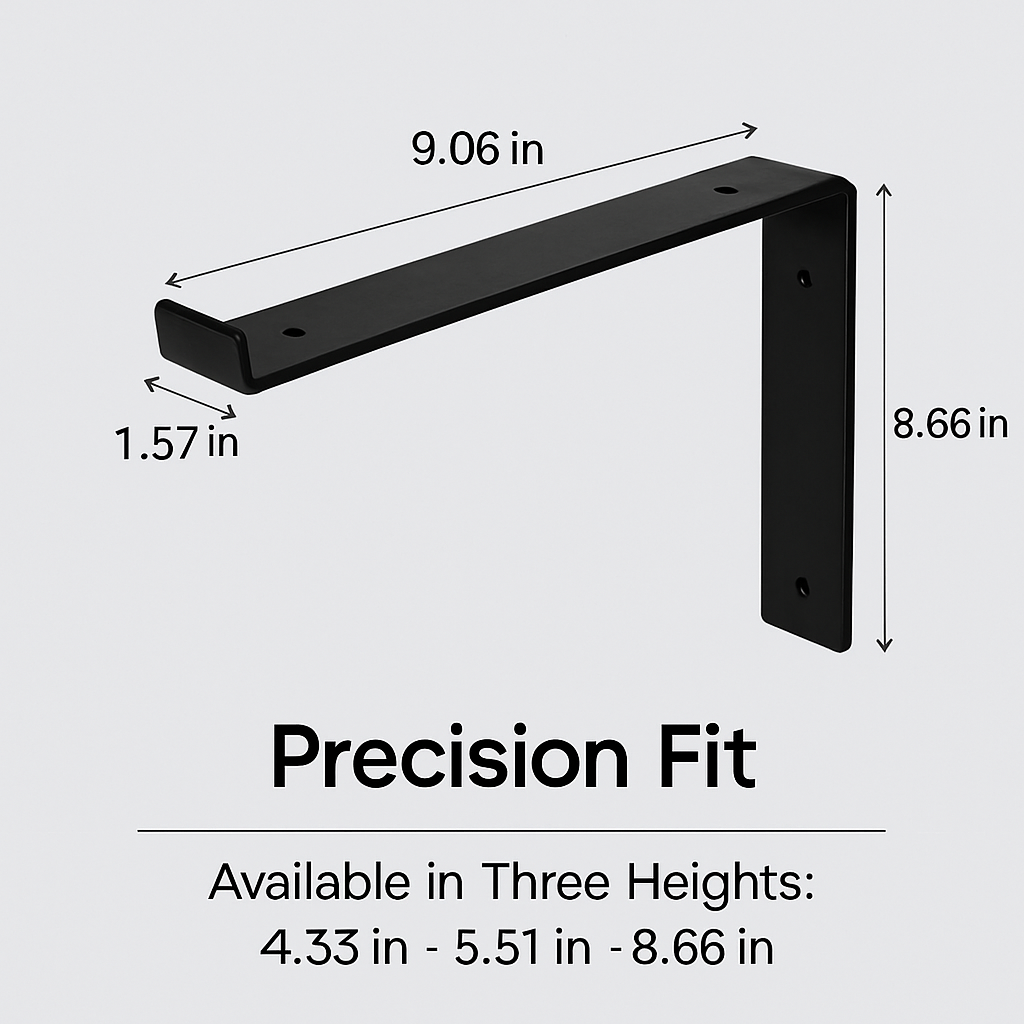 Wall Mounted Shelf Bracket Set - Strong Black Brackets