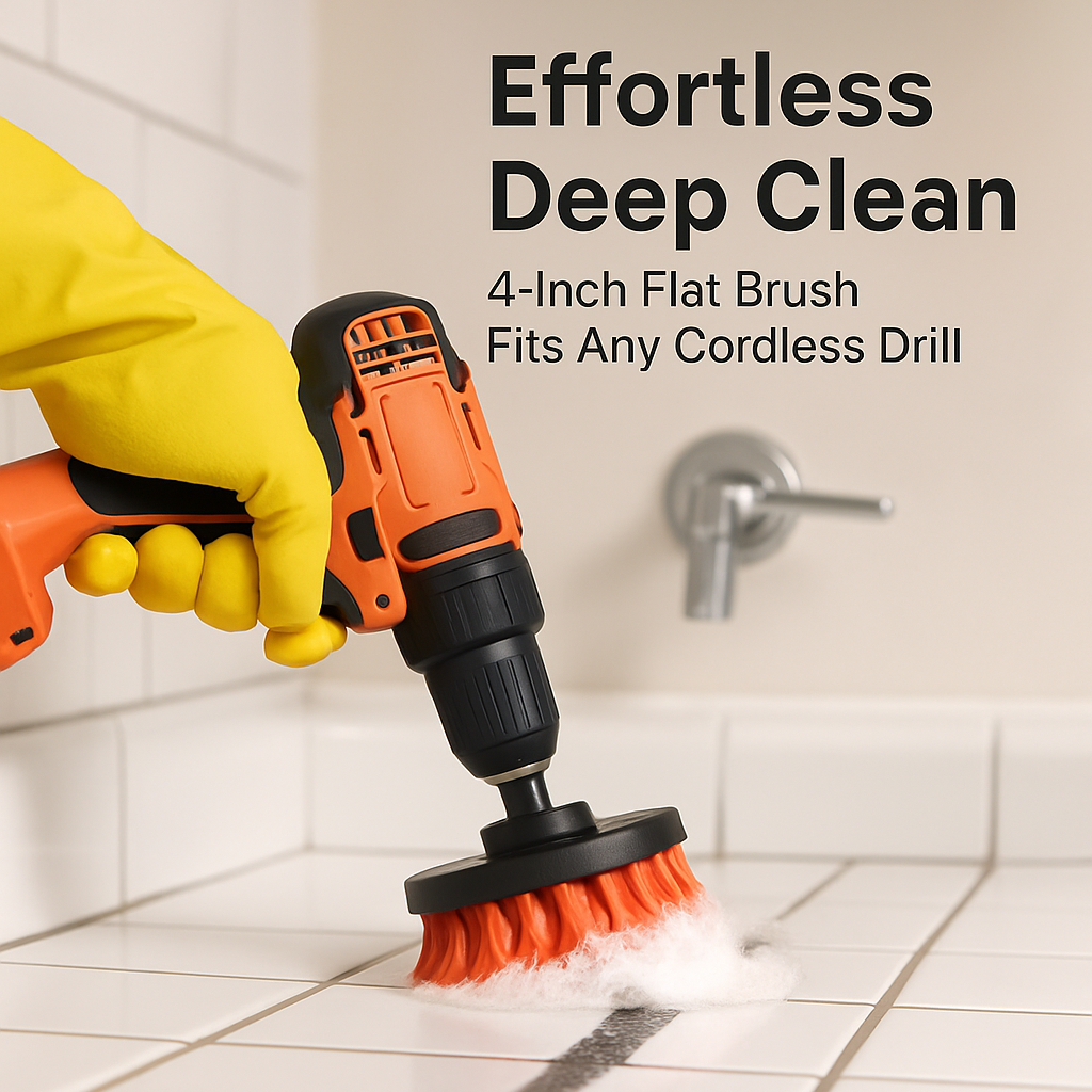 Drill Brush Cleaning Set for Tiles, Tubs & Sinks - Blue