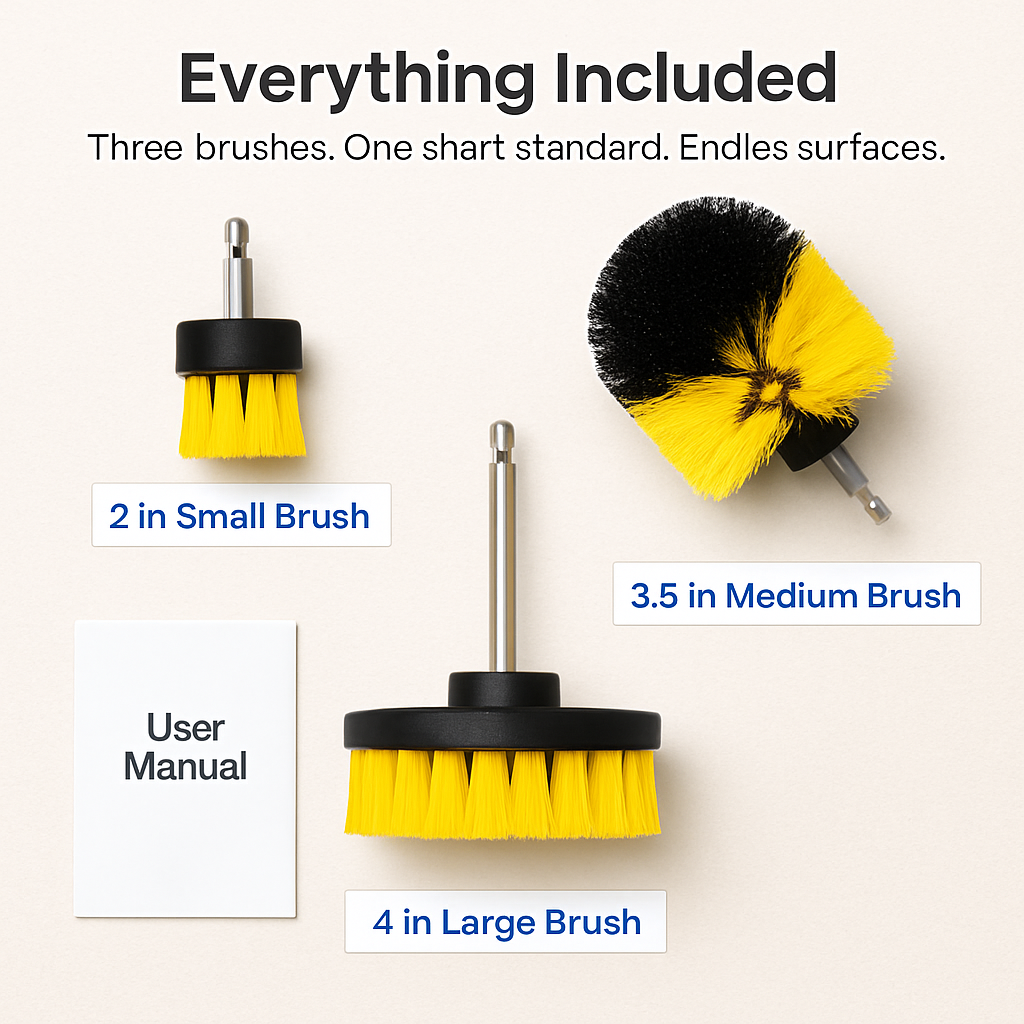 Drill Brush Cleaning Set for Tiles, Tubs & Sinks - Blue