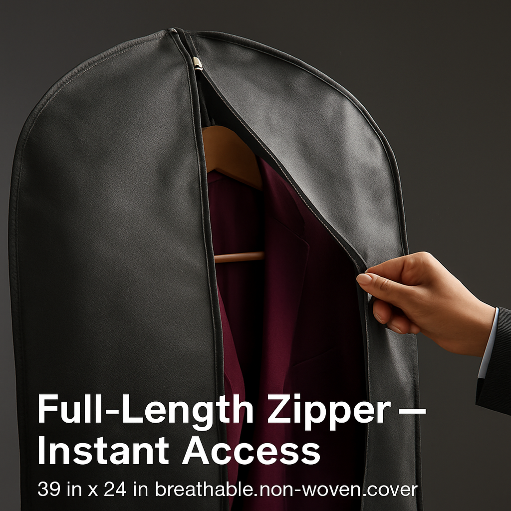 Garment Bags with Front Zipper and Clear Window