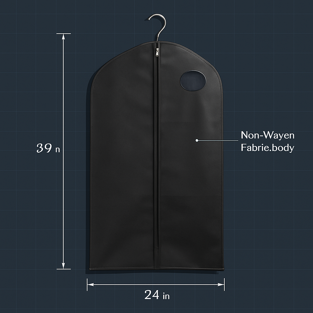 Garment Bags with Front Zipper and Clear Window