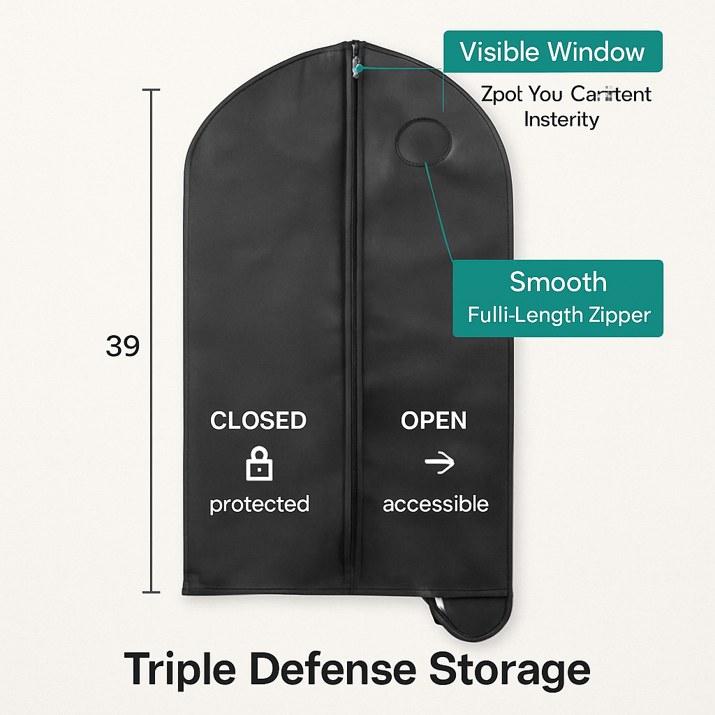 Garment Bags with Front Zipper and Clear Window
