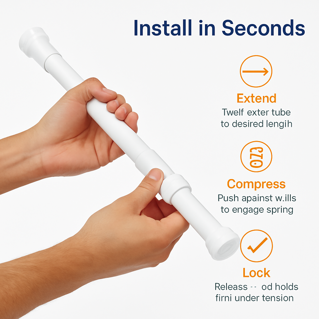 Tension Curtain Rod Extendable for Easy Home Use